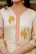 BEIGE KURTI WITH EMBROIDERY BEADS WORK ON IT FOR WOMENS