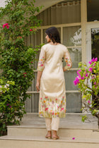 BEIGE KURTI WITH EMBROIDERY BEADS WORK ON IT FOR WOMENS