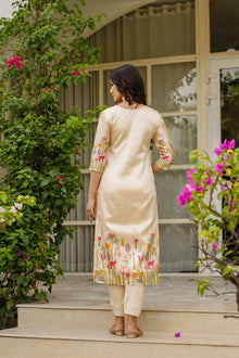 BEIGE KURTI WITH EMBROIDERY BEADS WORK ON IT FOR WOMENS