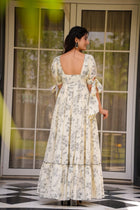 OFF-WHITE GOWN WITH PRINTED FLORAL DESIGN FOR WOMENS