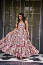 COLOURFULL PRINTED FLORAL DESIGN GOWN FOR WOMENS