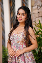 COLOURFULL PRINTED FLORAL DESIGN GOWN FOR WOMENS