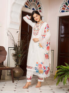 CHANDERI SILK 3 PIS KURTI WITH EMBROIDERY DESIGNING ON IT FOR WOMENS