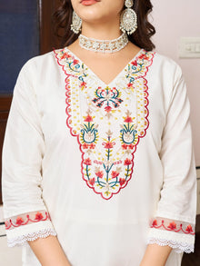 CHANDERI SILK 3 PIS KURTI WITH EMBROIDERY DESIGNING ON IT FOR WOMENS