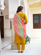 VISCOSE CHANDERI 3 PIS KURTI SET WITH EMBROIDERY DESIGNING