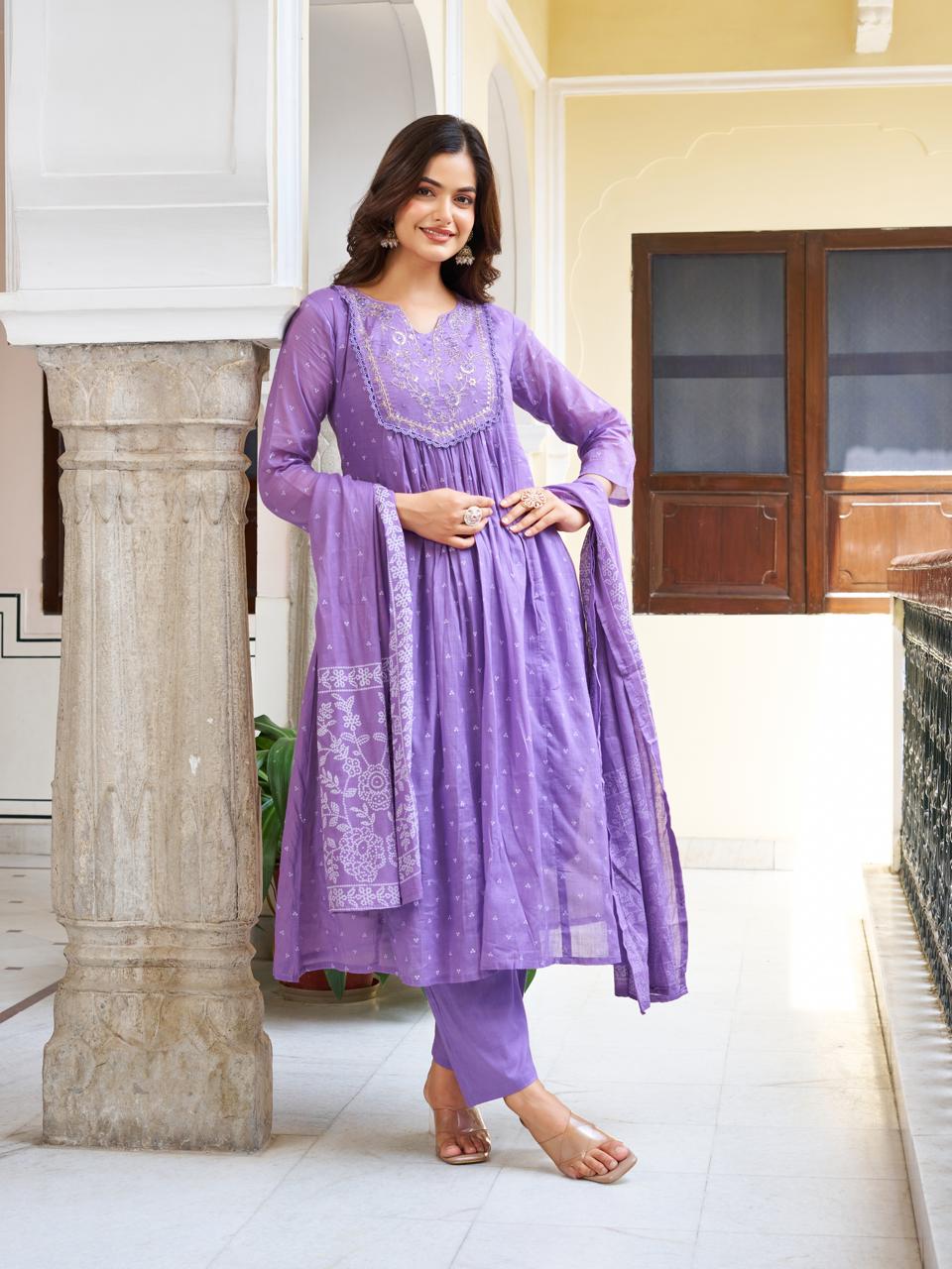 BEAUTIFUL COTTON PRINTED KURTA WITH EMBEROIDERY DESIGNING FOR WOMENS