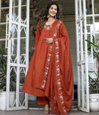 AMAZING SOFT RAYON SLUB 3 PIS SUIT WITH EMBEROIDERY DESIGN FOR WOMENS