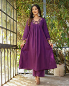 AMAZING SOFT RAYON SLUB 3 PIS SUIT WITH EMBEROIDERY DESIGN FOR WOMENS
