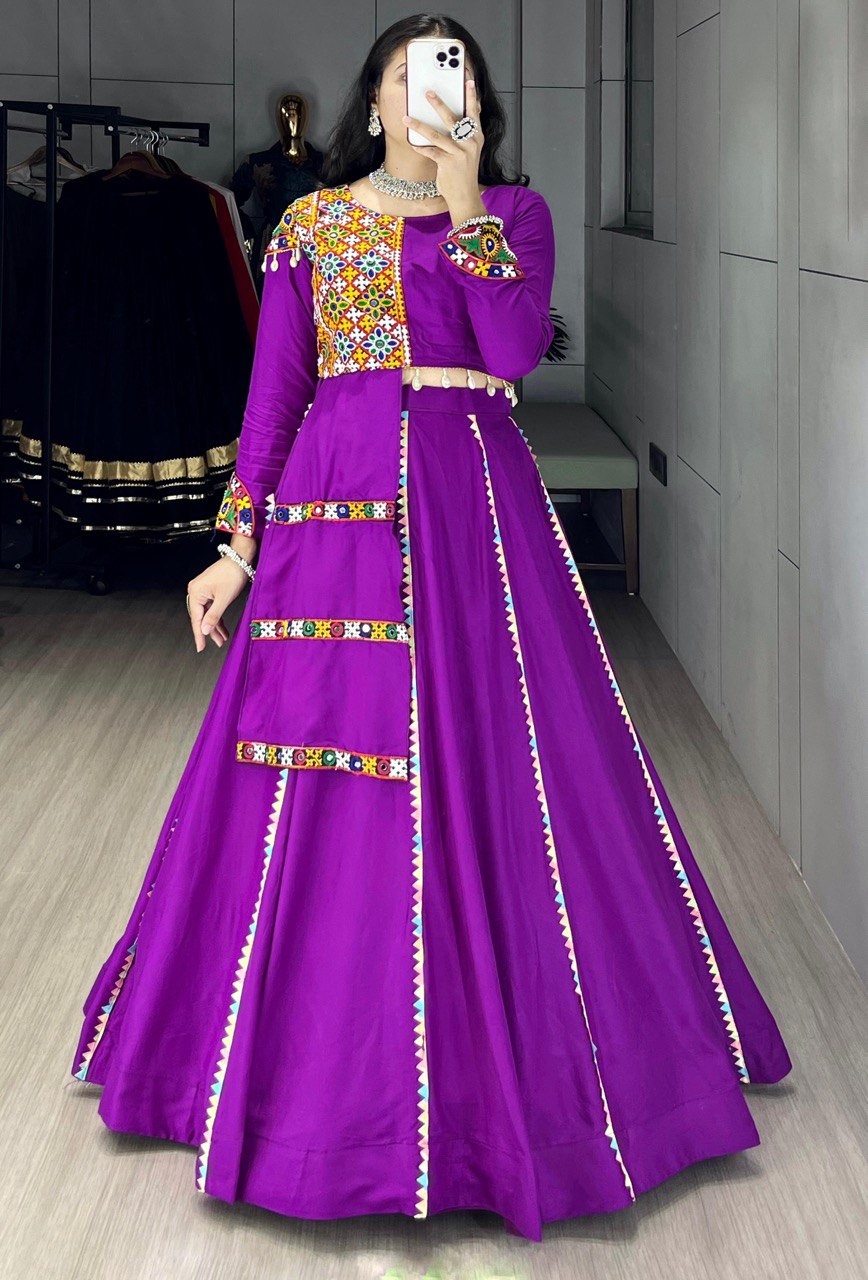Purple Ethnic Women Cotton Cordsets For Navratri Collection