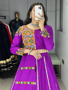 Purple Ethnic Women Cotton Cordsets For Navratri Collection