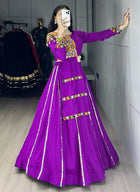 Purple Ethnic Women Cotton Cordsets For Navratri Collection