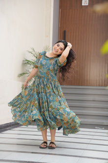 Desirable Women's Full Flair Gown Made With Faux Georgette Fabrics