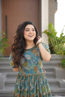 Desirable Women's Full Flair Gown Made With Faux Georgette Fabrics