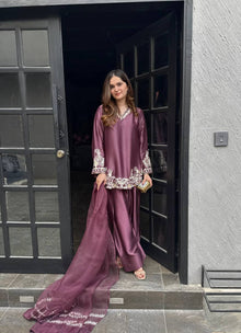 Pure Natural Crep Silk With Embroidery Sequence Work With Full Sleeve