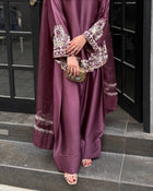 Pure Natural Crep Silk With Embroidery Sequence Work With Full Sleeve