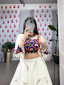 Rayon Mirror Work Lehenga Choli for Garba & Navratri – 8 Meter Flair | Fully Stitched |