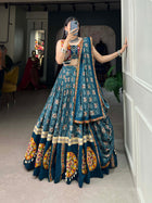 Festive Rayon Navratri Lehenga Choli Set with Foil Print, Gamthi Patchwork & Gota Lace – Includes Blouse, Dupatta & Purse