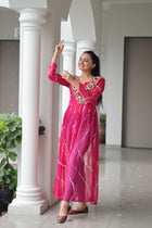 Navratri Special 2025 – Leheriya Print Kurti for Women with Kutchi Patchwork | Faux Georgette V-Neck Kurti