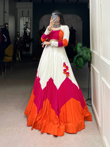 Premium Navratri Lehenga Choli 2025 – Mirror Work Blouse with 6 Meter Flared Rayon Skirt | Ready to Wear Ethnic Set