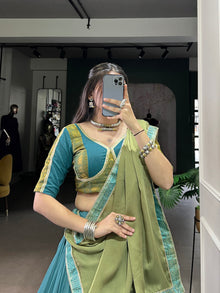 Premium Rayon Lehenga Choli Set for Women – Zari Weaving Work with Lace Border | Ideal for Garba & Festive Wear