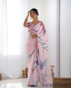Most Beautiful Heavy Chinnon Saree With Digital Print