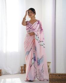 Most Beautiful Heavy Chinnon Saree With Digital Print